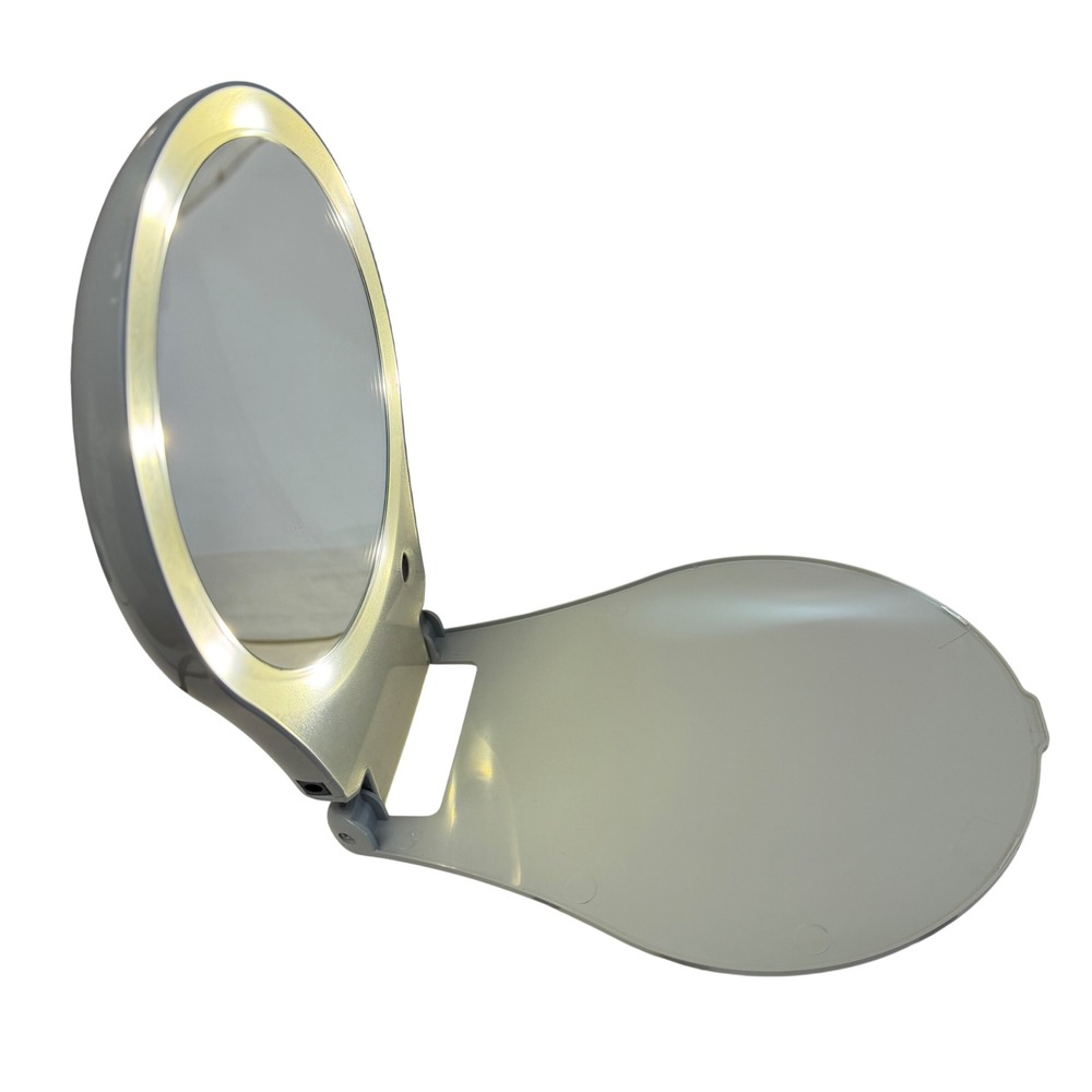 Unbranded Folding Vanity Mirror Unisex OS Gray LED Lighted Portable Compact